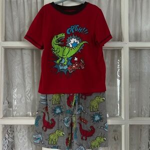 😉Bundle Days😉 Boys Dinosaur Pajamas Set PJs Red Gray Green T-Rex Short Sleeve
